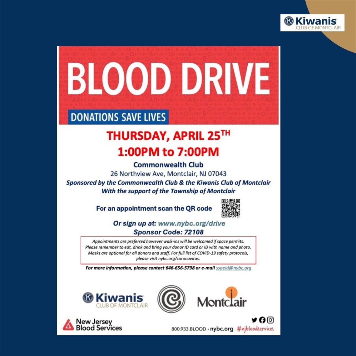 Kiwanis Club Blood Drive 4-25-24