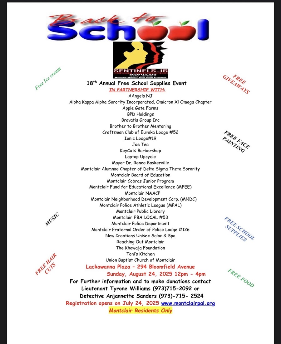 Montclair PBA School Supplies Giveaway 2025